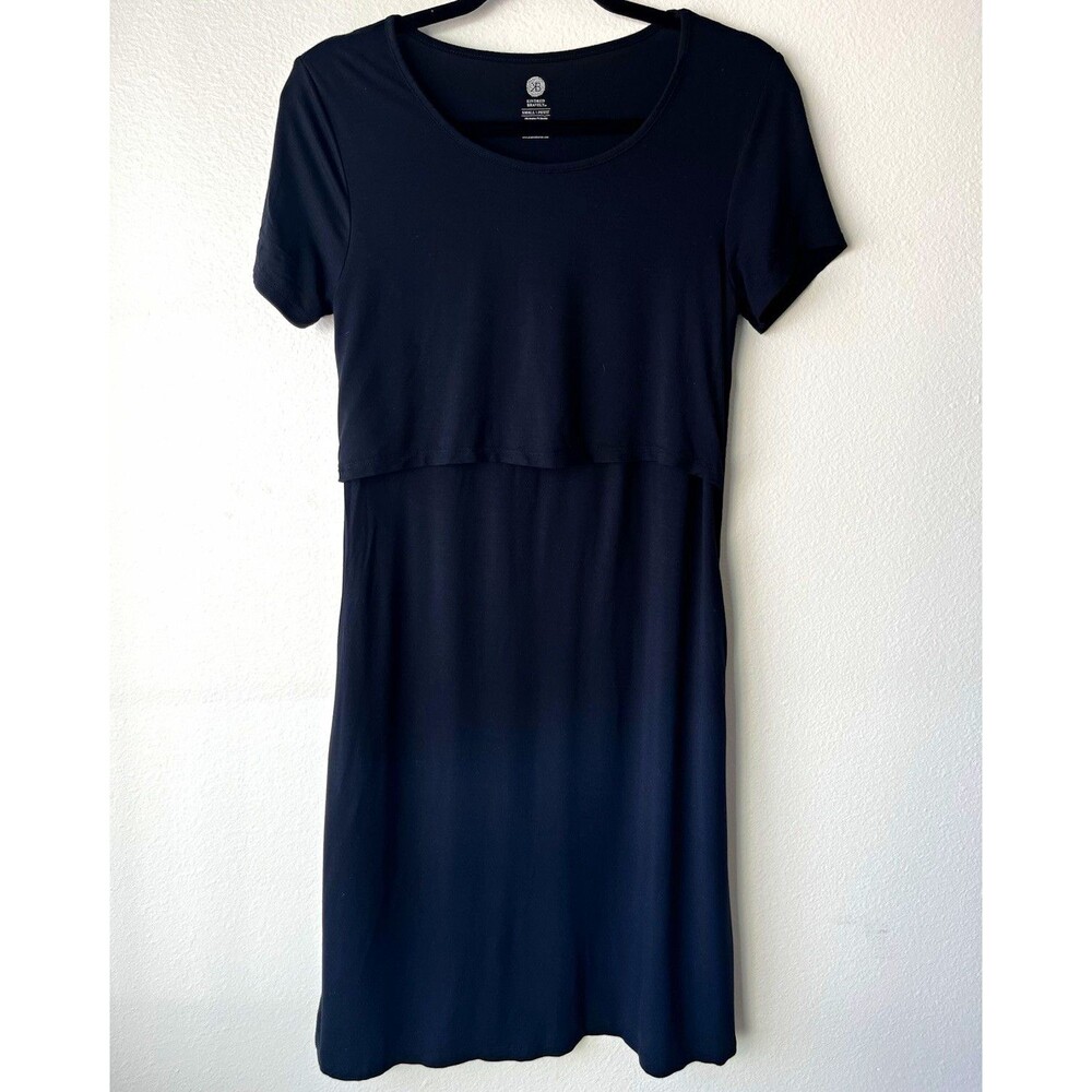 Kindred Bravely Women Black Scoop Neck Short Sleeve Knit T-Shirt Nursing Dress S